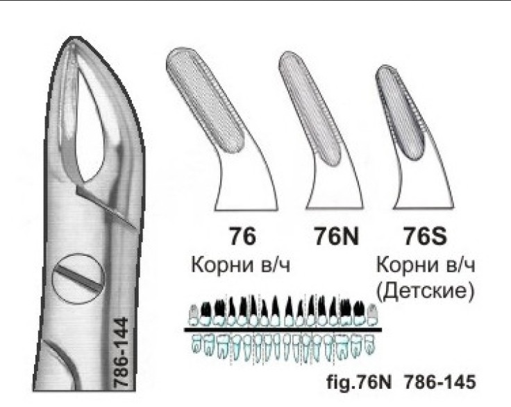 Щипцы №76 для удаления корней верхней челюсти BD-700/76