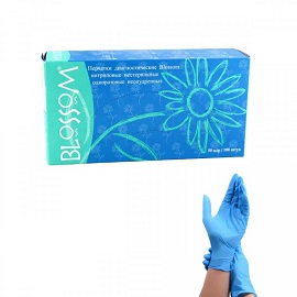 Перчатки нитриловые XL Blossom голубые - 100 шт.