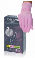 Перчатки нитриловые XS Benovy розовые - 100 шт.