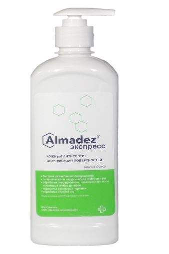 Алмадез-экспресс кожный антисептик + дезинфекция поверхности /дозатор-насос/ - 500 мл.