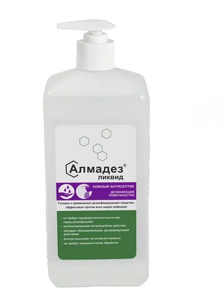 Алмадез-ликвид дезинфицирующее средство в качестве кожного антисептика /дозатор-насос/ - 1 л.