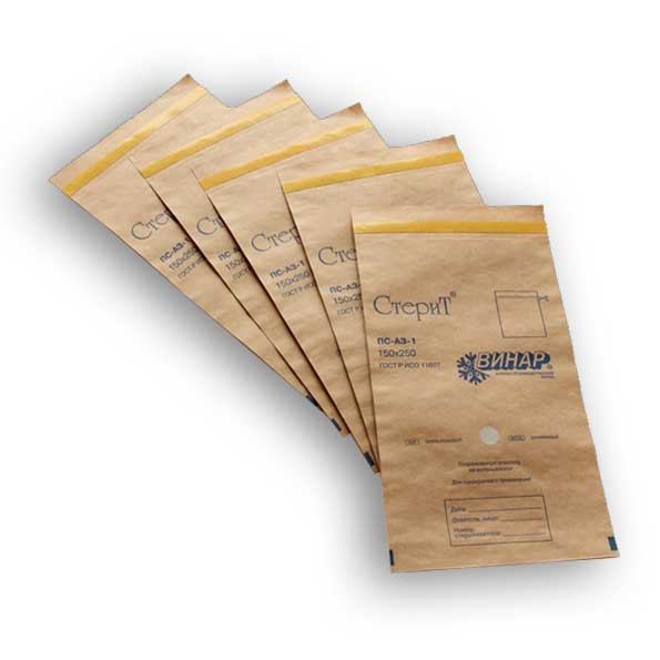 Пакеты Клинипак из крафт-бумаги 75 х 150 мм. - 100 шт.