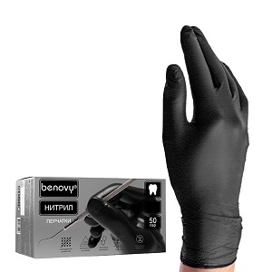 Перчатки нитриловые S Formula MultiColor Benovy чёрные - 100 шт.