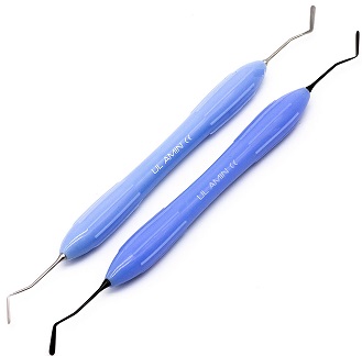 Гладилка двусторонняя /голубая ручка - цвет инструмента black/ 175 мм.