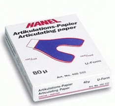 Артикуляционная бумага HANEL /80 мкм./ подковообразная синяя - 72 шт.