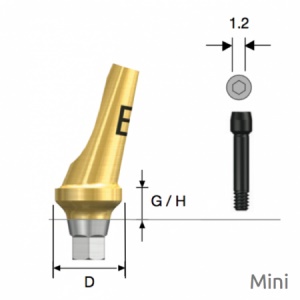 Абатмент угловой GS мини 6-гранник D-4.5 G/H-2 (тип В) угол-17° градусов