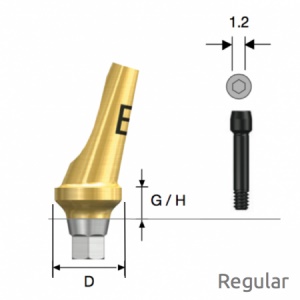 Абатмент угловой GS стандарт 6-гранник D-5.0 G/H-2 (тип В) угол-17° градусов
