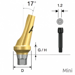 Абатмент угловой GS мини 6-гранник D-4.5 G/H-2 (тип А) угол-17° градусов