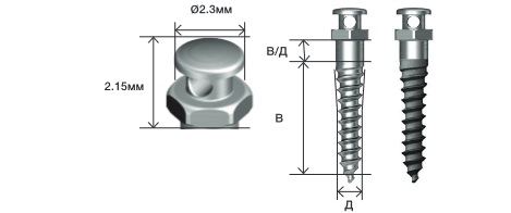 Винт ортодонтический D-1.6 H-1.5 L-6 мм. сквозное отверстие комбинированная поверхность