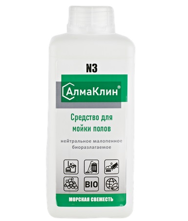 АлмаКлин N3 /морская свежесть/ нейтральное универсальное моющее средство для полов /крышка/ - 1 л.