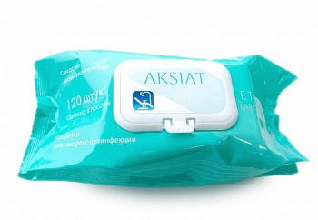 Дезинфицирующие салфетки AKSIAT в блоке ETHAL Laboratory 120 шт.