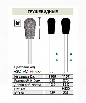 Боры алмазные 1107 для прямого наконечника HP - 3 шт.