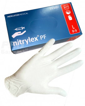 Перчатки смотровые NITRYLEX PF нест, нитрил, неопудр,текстур. на пальцах белые S 100пар (200шт)
