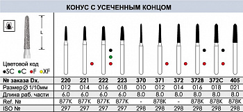 Боры алмазные 372B - 3 шт.