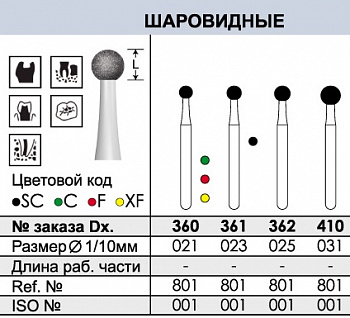 Боры алмазные 410 FG Dentex - 3 шт.